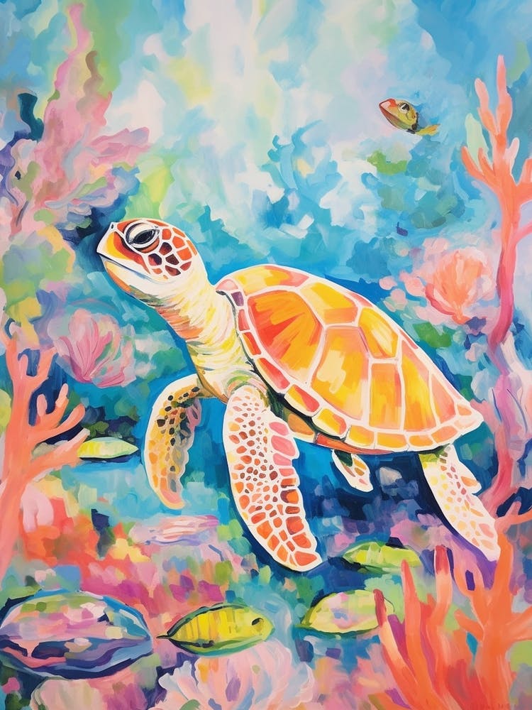 Colourful Sea Turtles In Ocean 5