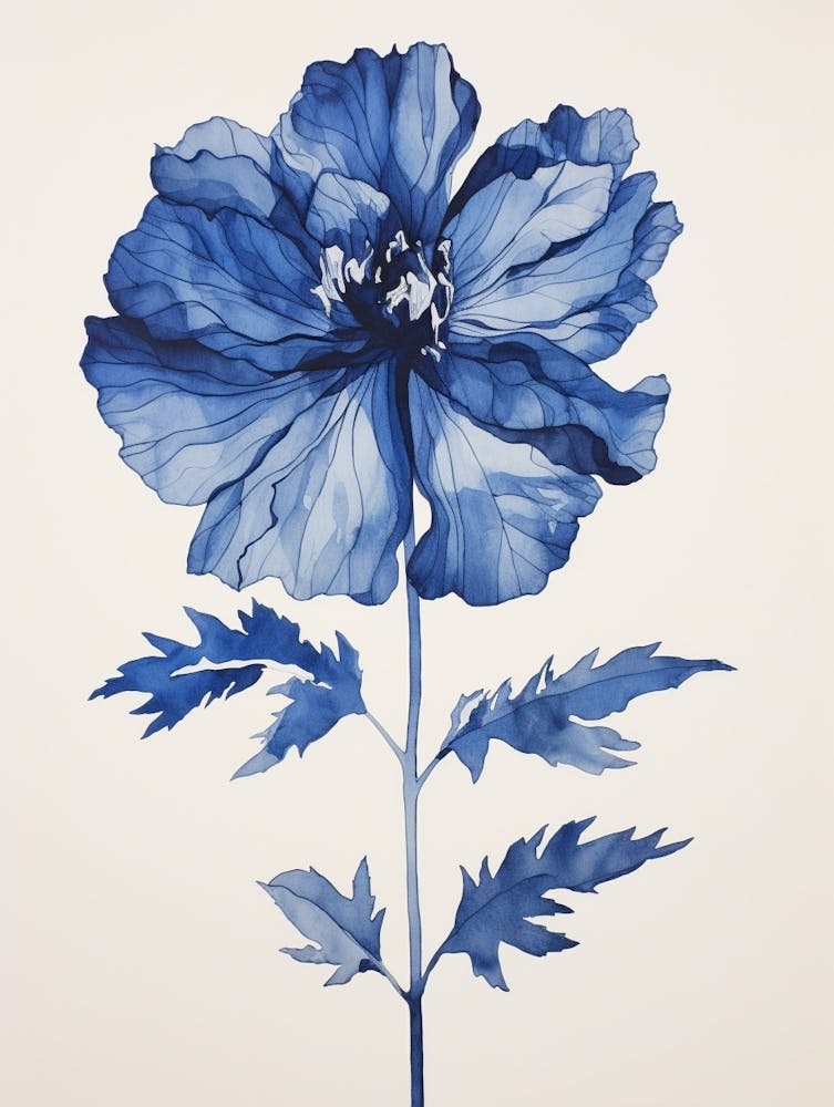 Blue Botanical Peony 2