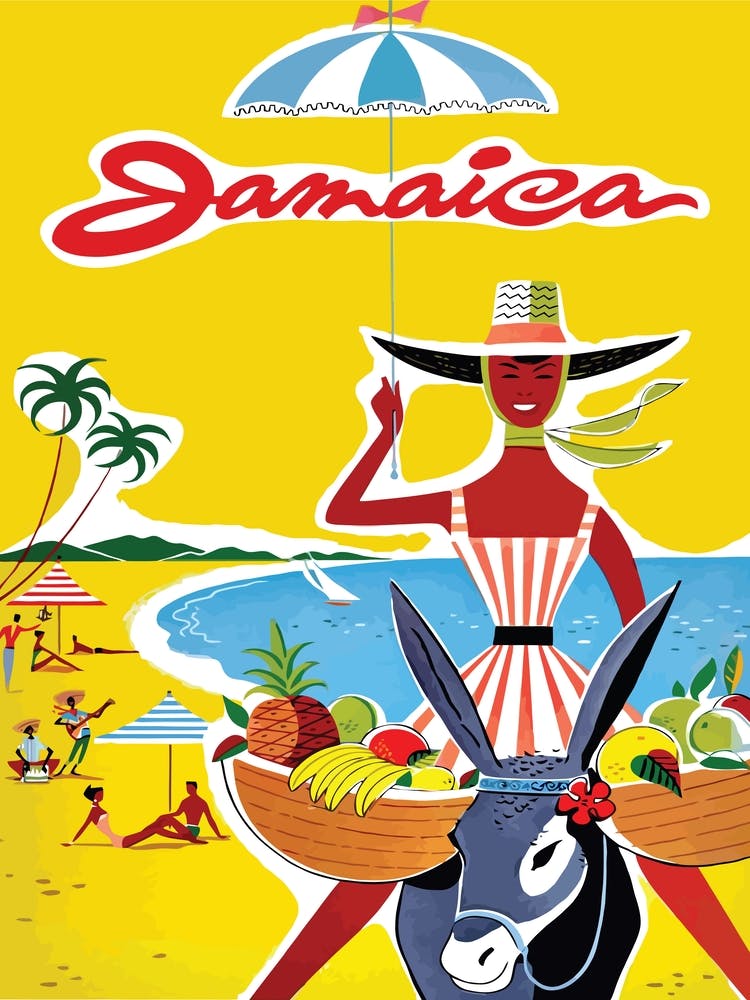 Jamaica Beach, Smiling Tourist on a Donkey