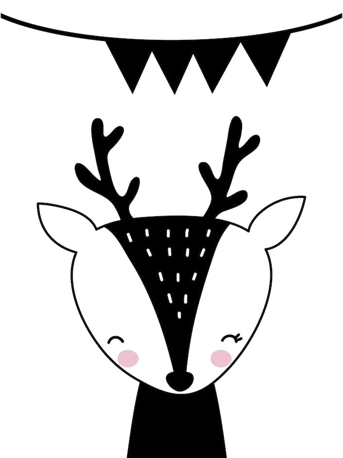 Scandi Black Reindeer With Banner