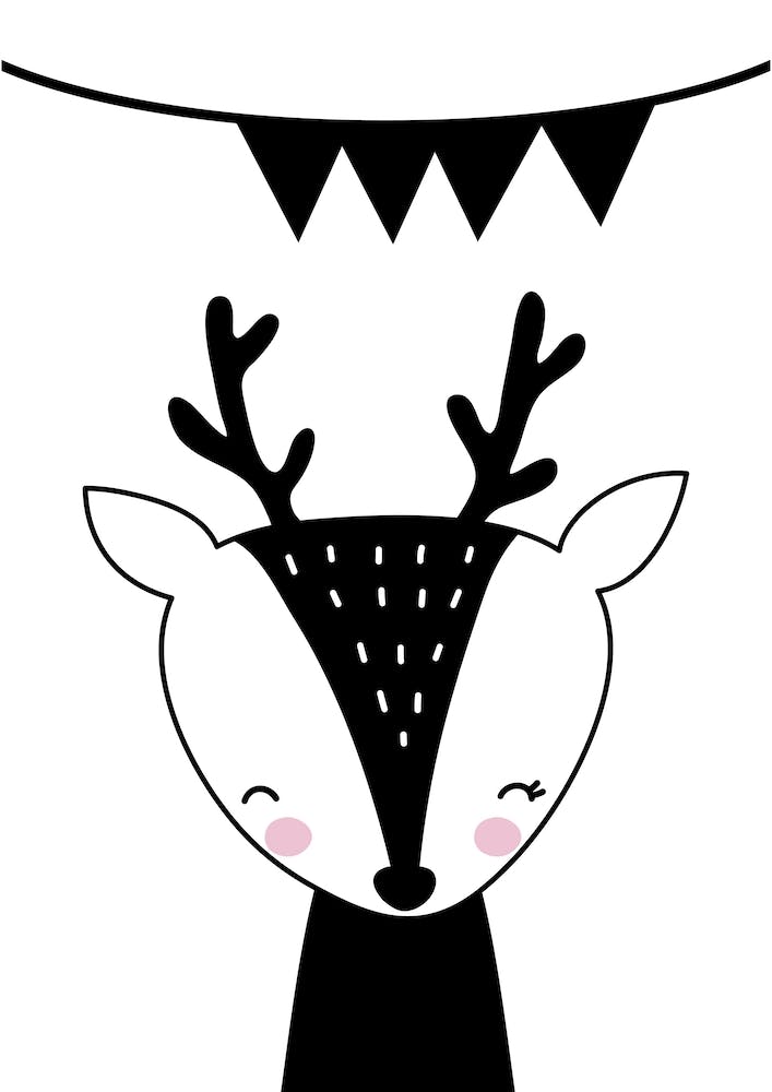 Scandi Black Reindeer With Banner