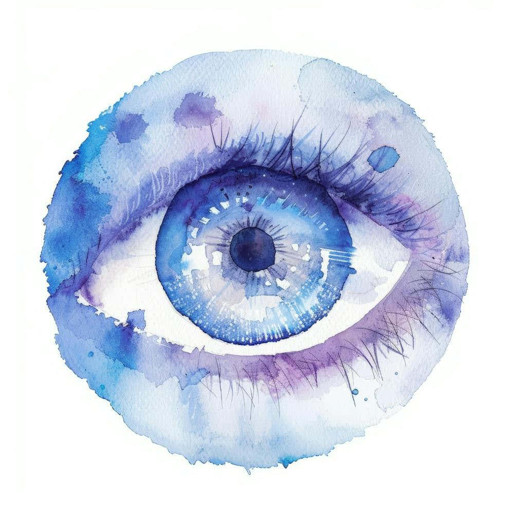 Blue Eye Watercolor Painting