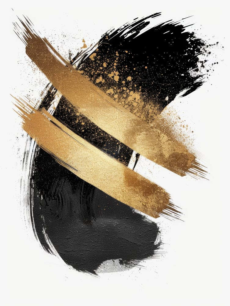 Gold And Black Abstract Painting 69