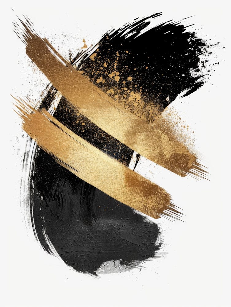 Gold And Black Abstract Painting 69