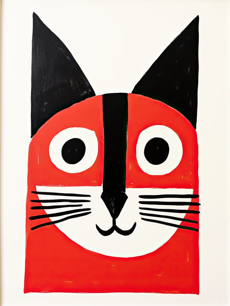Cubist Cat Dreams: A Minimalist Kaleidoscope of Whiskers