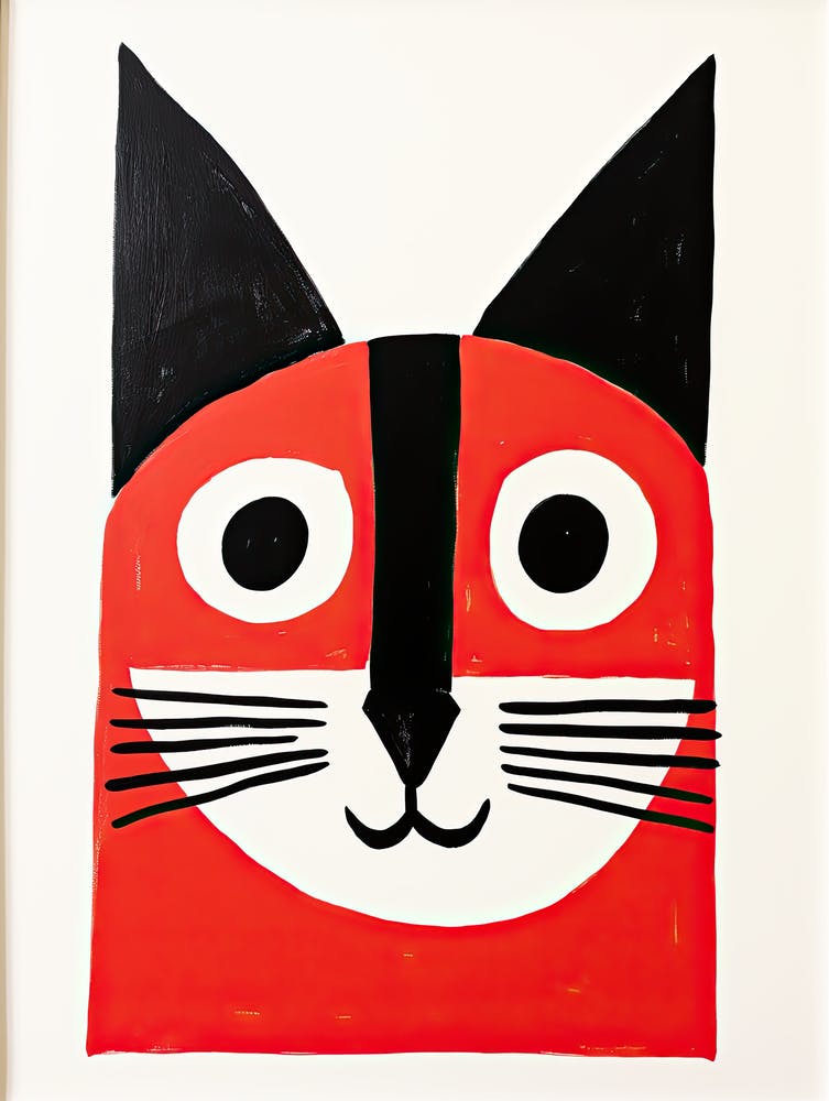 Cubist Cat Dreams: A Minimalist Kaleidoscope of Whiskers