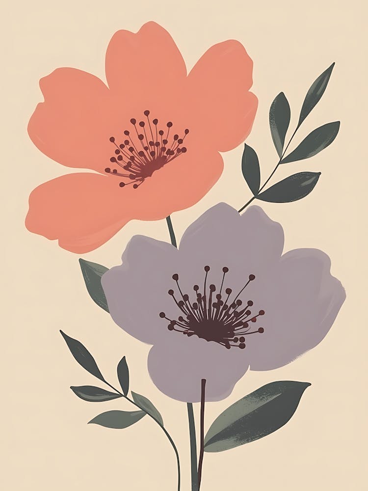 Vintage Floral Elegance Flowers On A Beige Background