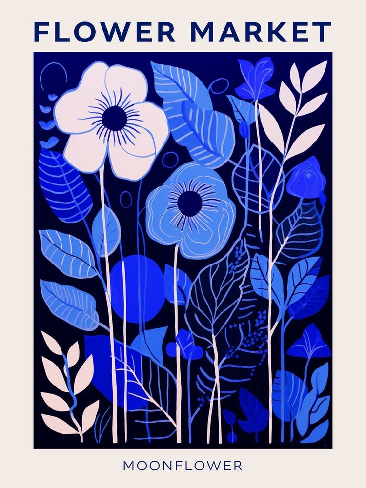 Blue Flower Market Poster Moonflower Market Poster 3