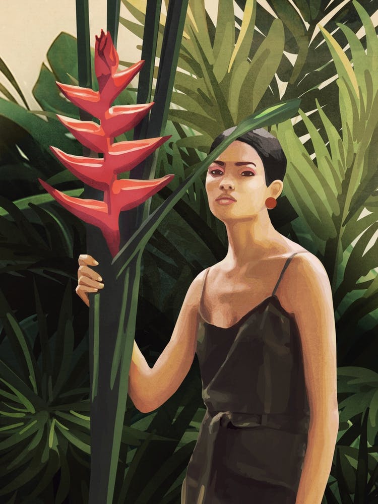 Woman in Tropical Forest