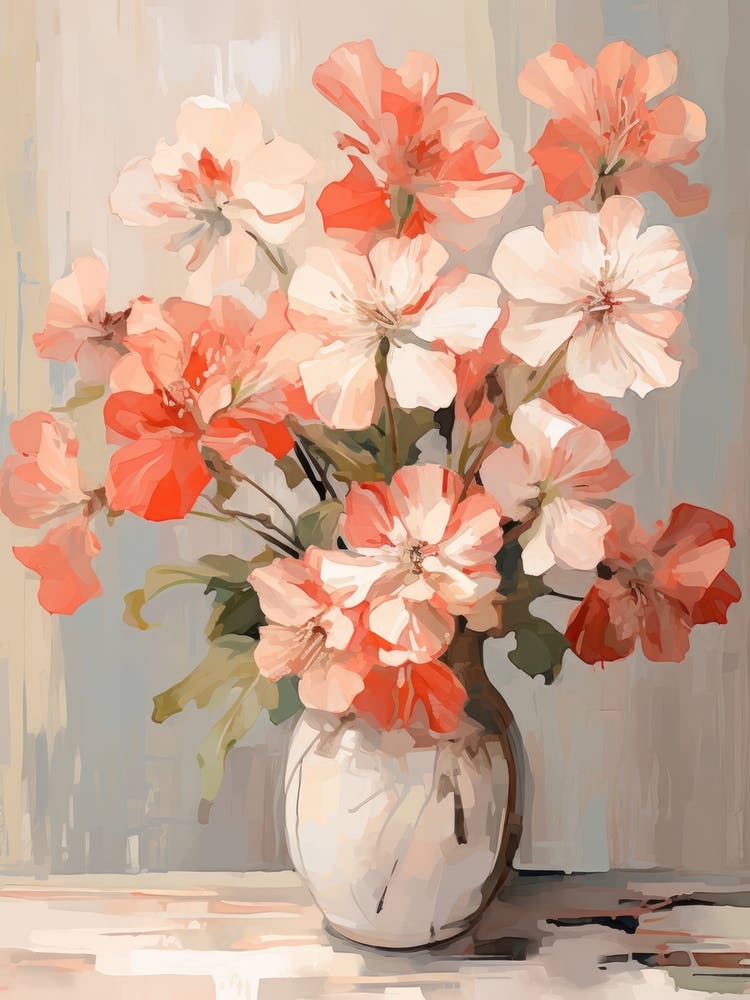 Geranium Flower Still Life Painting 2 Dreamy