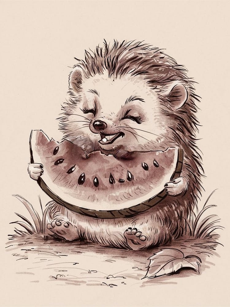 Hedgehog Eating Watermelon 3