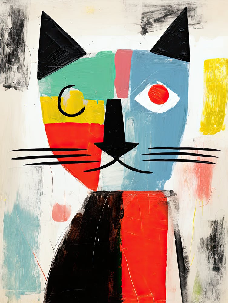 Cubist Cat: Minimalist Feline Elegance