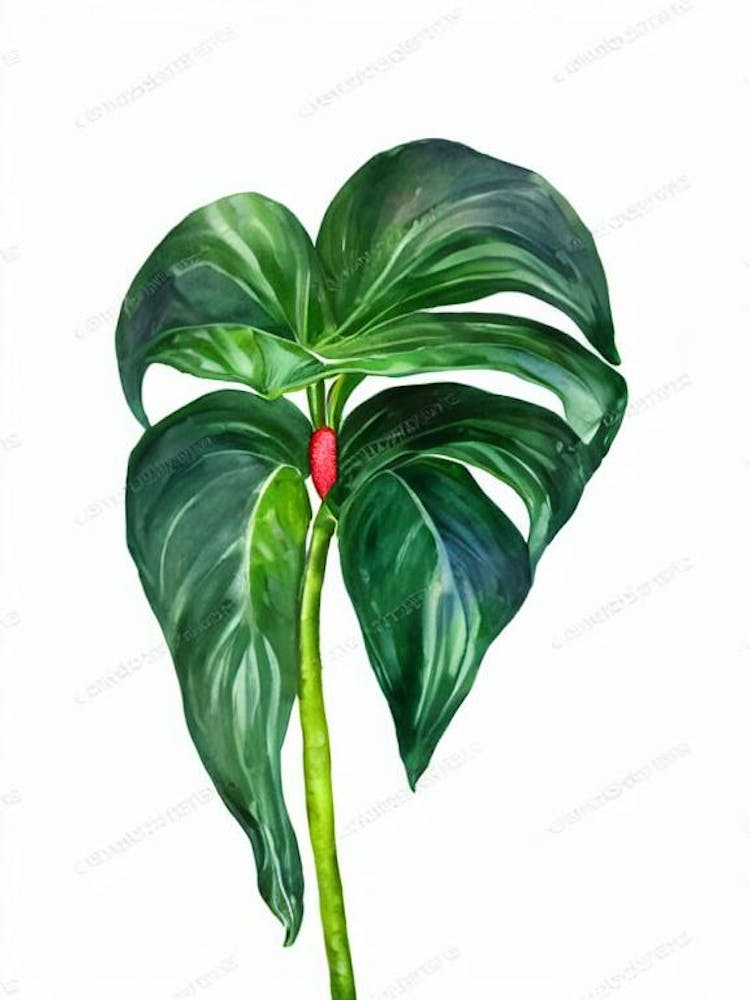 Flamingoblume (Anthurium Scherzerianum) Aquarell