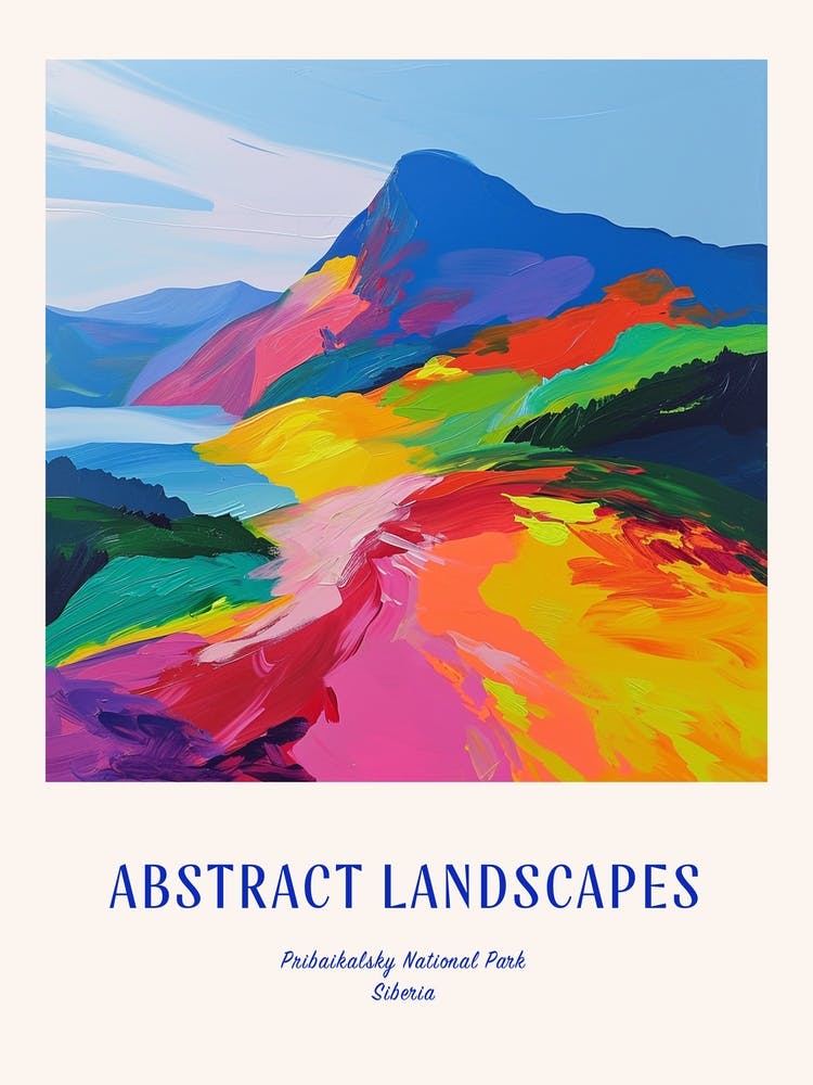 Farbenfrohes Abstrakt Pribaikalsky Nationalpark Sibirien 4 Poster Blau