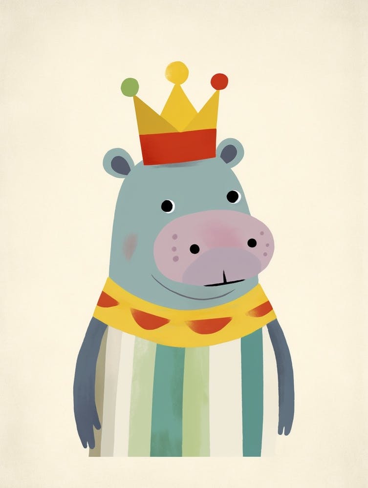 Little Hippo 3 Wearing A Crown