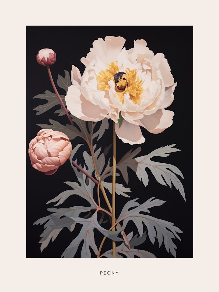 Flower Illustration Peony 3 Poster