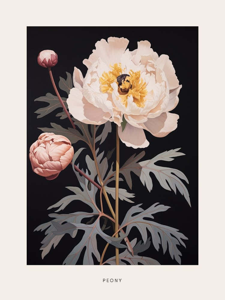 Flower Illustration Peony 3 Poster