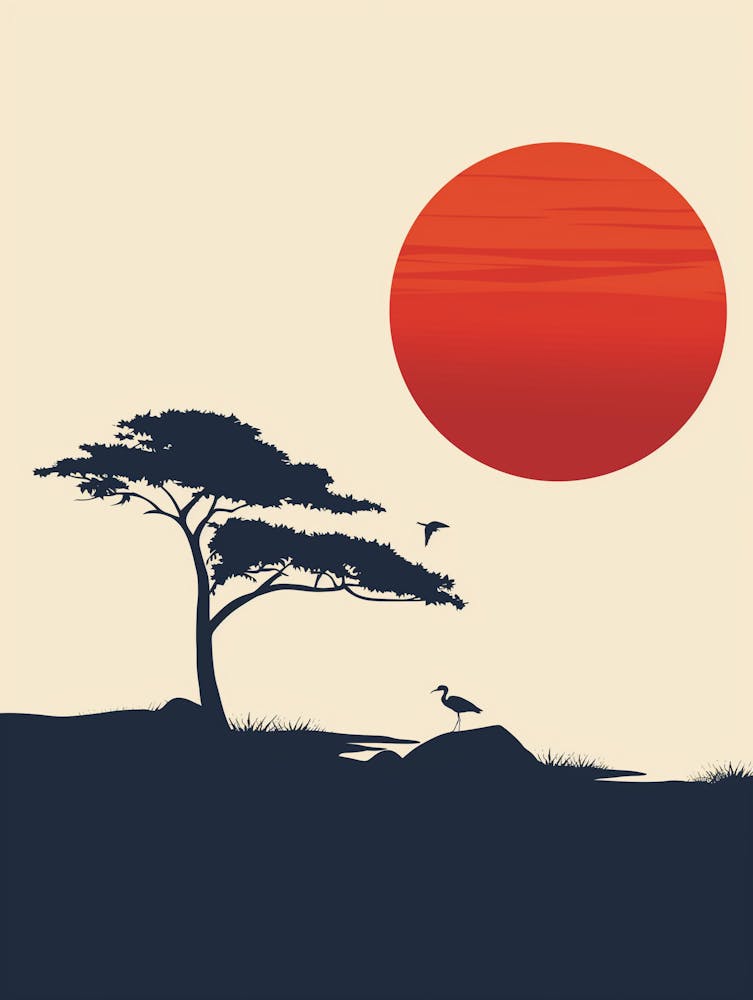 Sunset Over A Tree