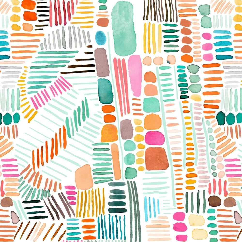 Rainbow Stitches Orange Green Square