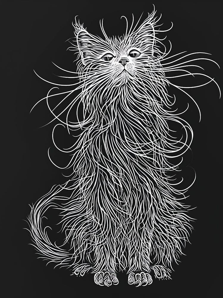 Turkish Angora Cat Minimalist Illustration 4