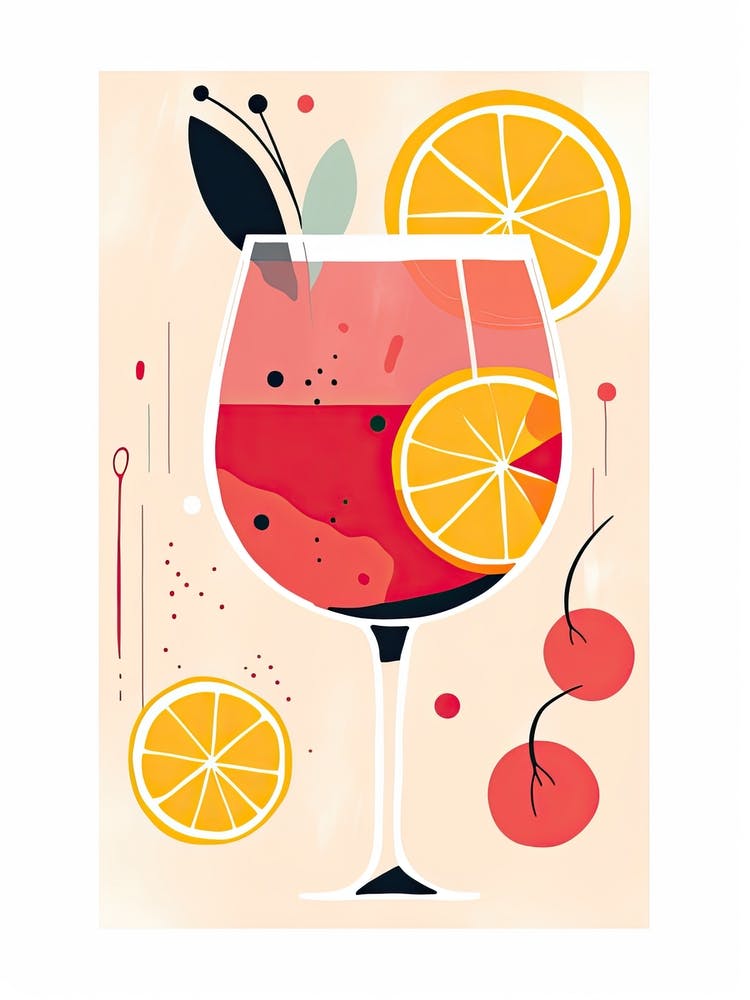 Illustration Sangria Floral Infusion Cocktail 1