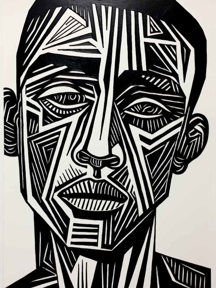 Geometric Portrait Black & White 1