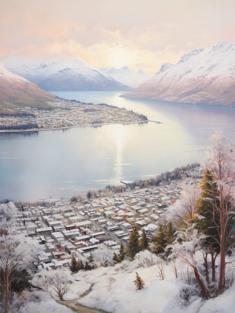 Dreamy Winter Painting Queenstown New Zealand 1