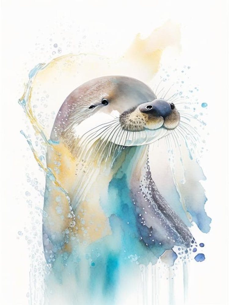Southern Sea Otter Dolphin Storybook Watercolour  (1)