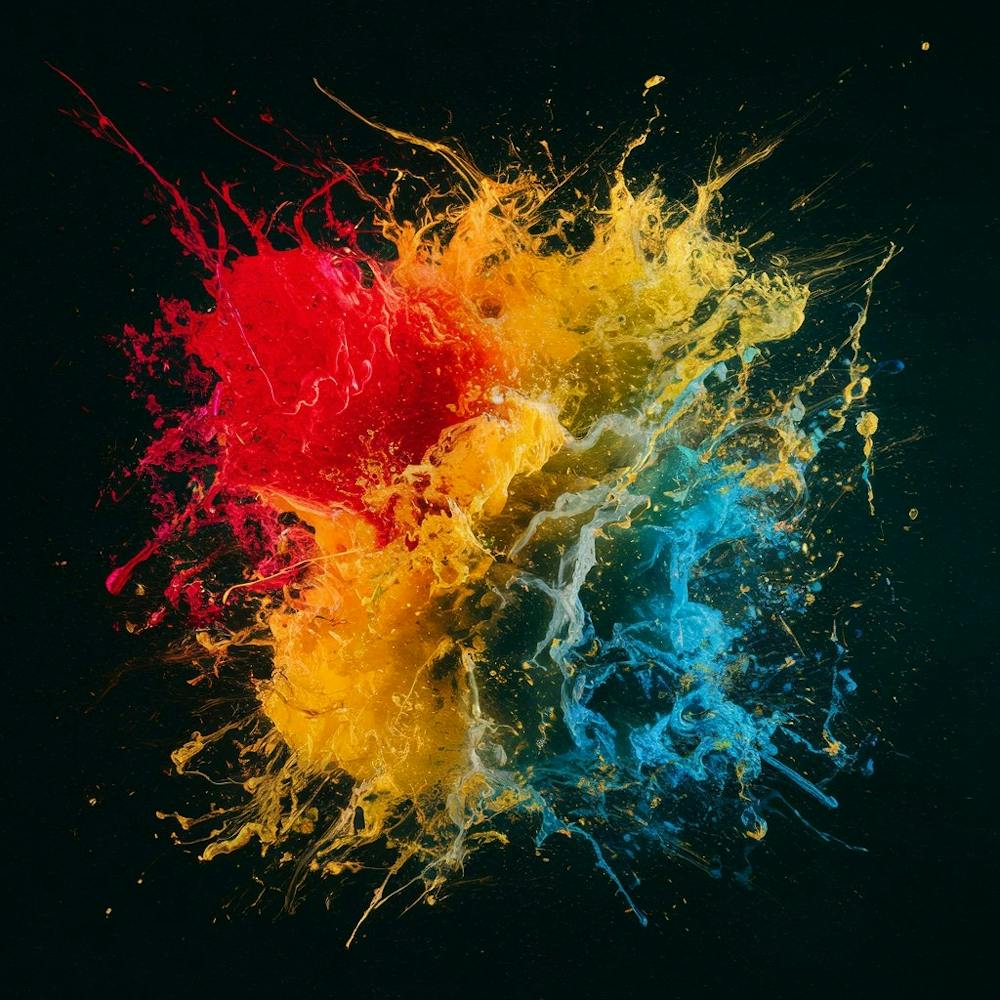 Colorful Paint Splash On Black Background
