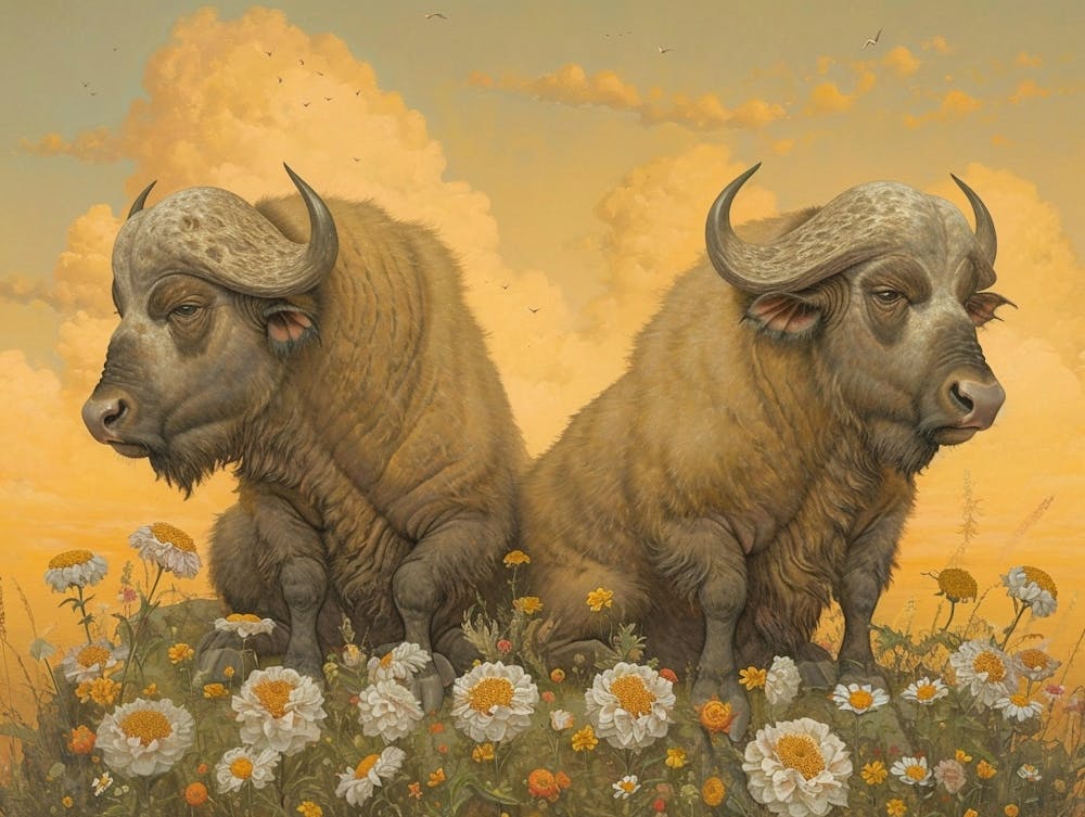 Illustration Animale Florale Buffle 3