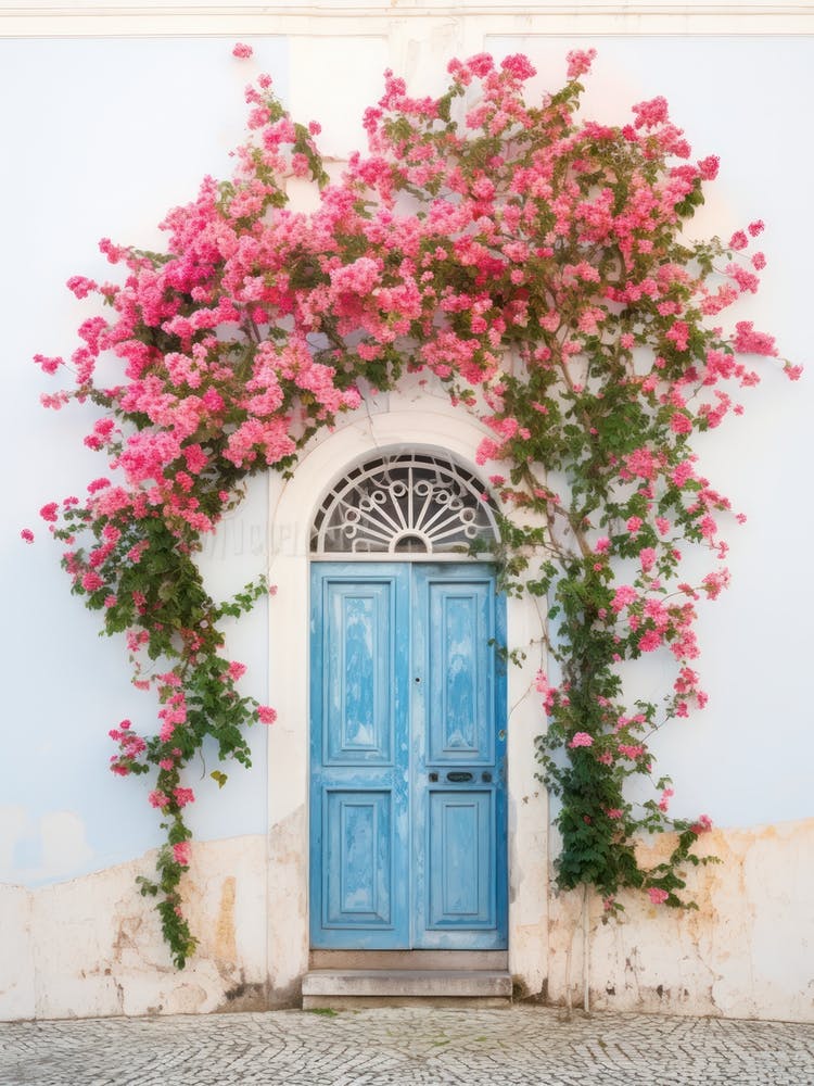 Lisbon, Portugal   Mediterranean Doors Watercolour Painting 1