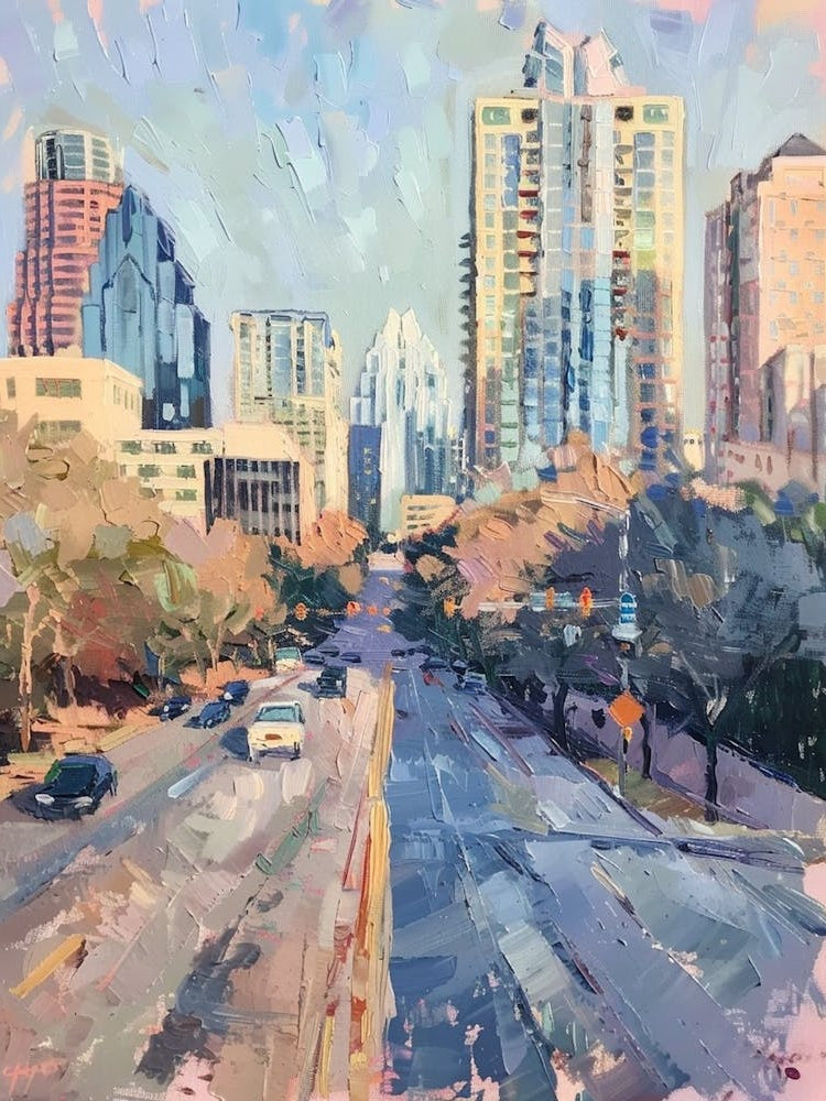 Sixth Street Austin Texas Oil Painting 2