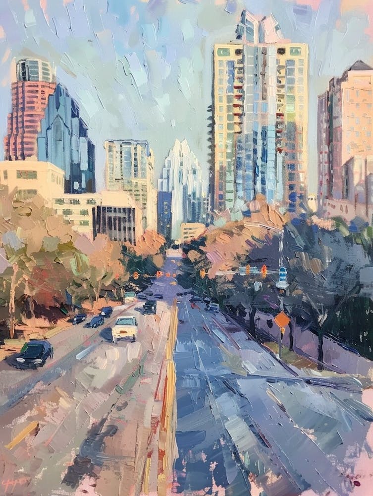 Sixth Street Austin Texas Oil Painting 2