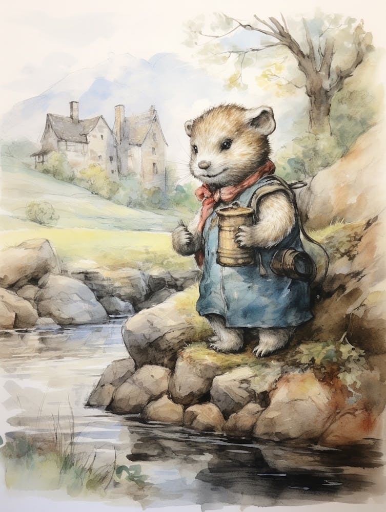Storybook Animal Watercolour Otter 3
