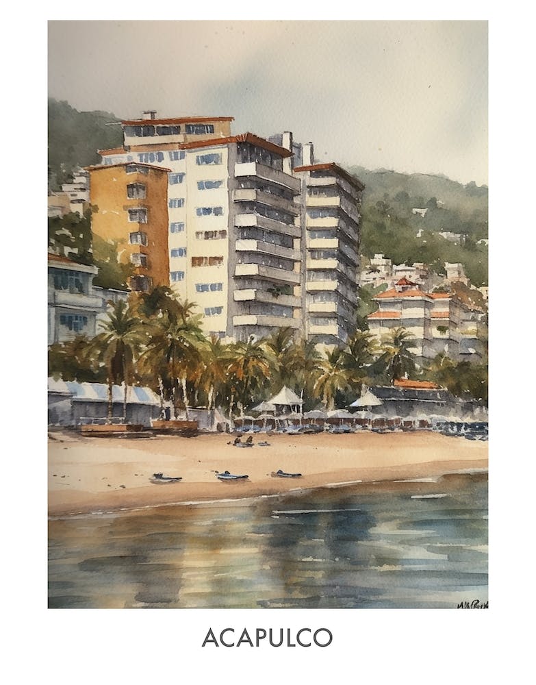 Acapulco Watercolor 3 Travel Poster