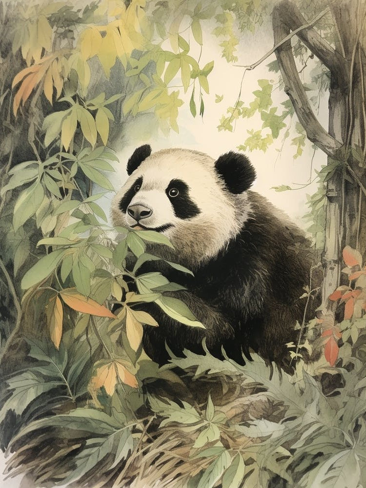 Storybook Animal Watercolour Giant Panda 1