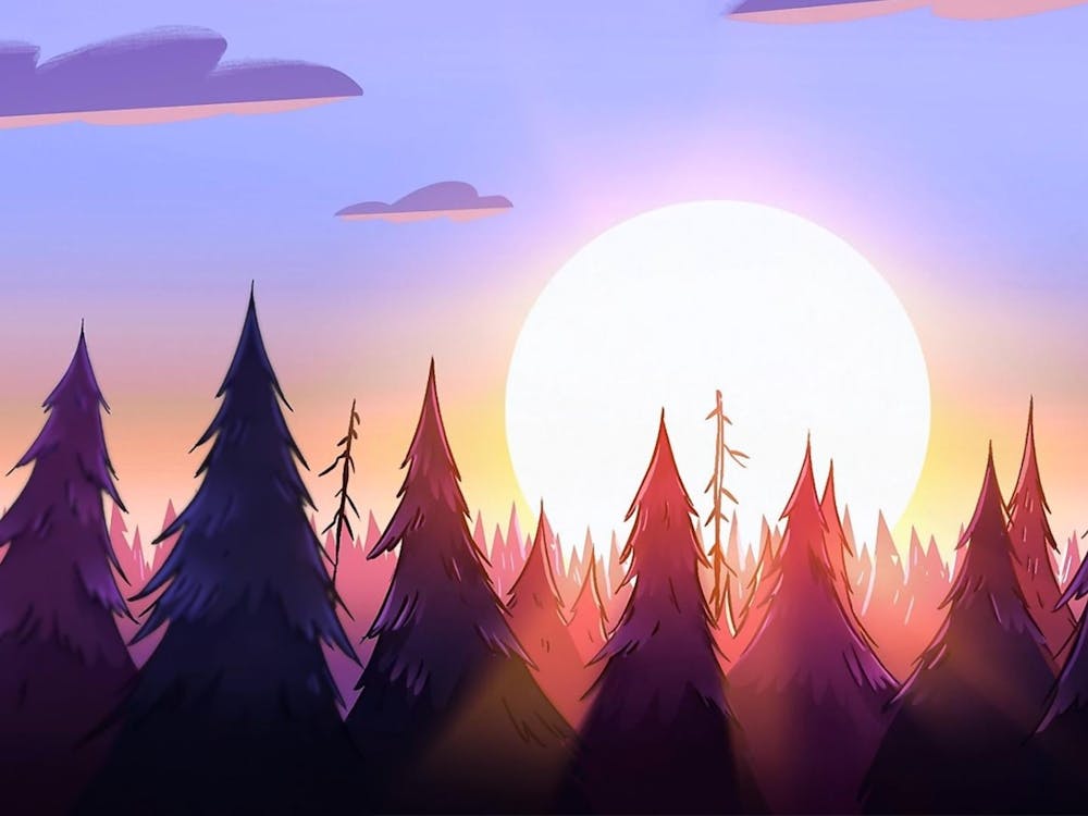 Sunset forest landscape