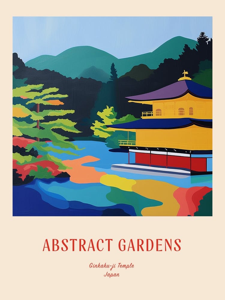Colourful Gardens Ginkaku Ji  Temple Japan 4 Red Poster
