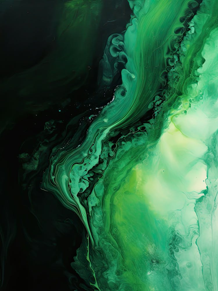 Green And Black Flow Asbtract Painting 3