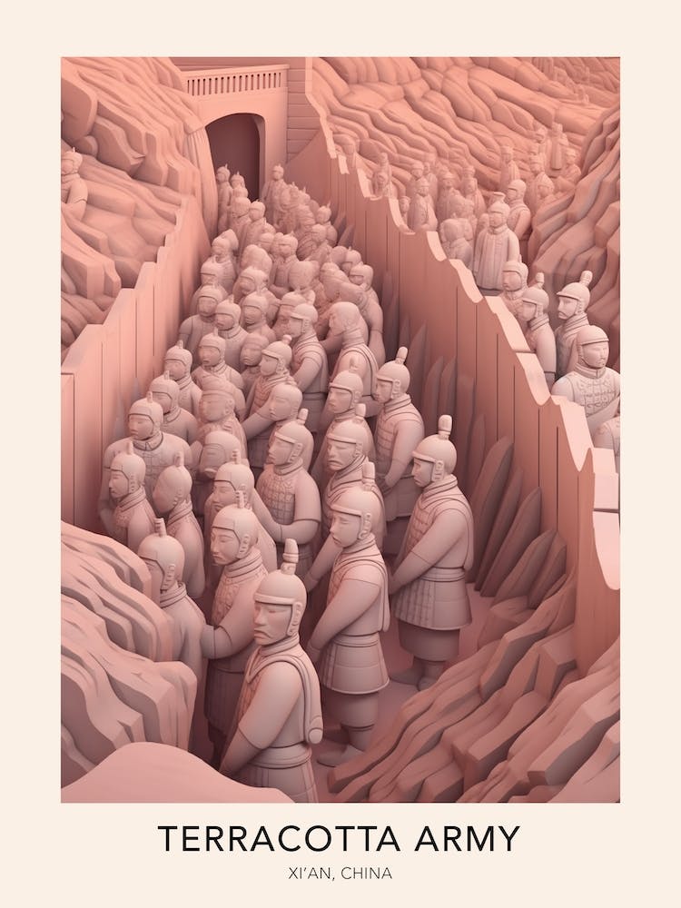 The Terracotta Army Xi'an China Travel Poster