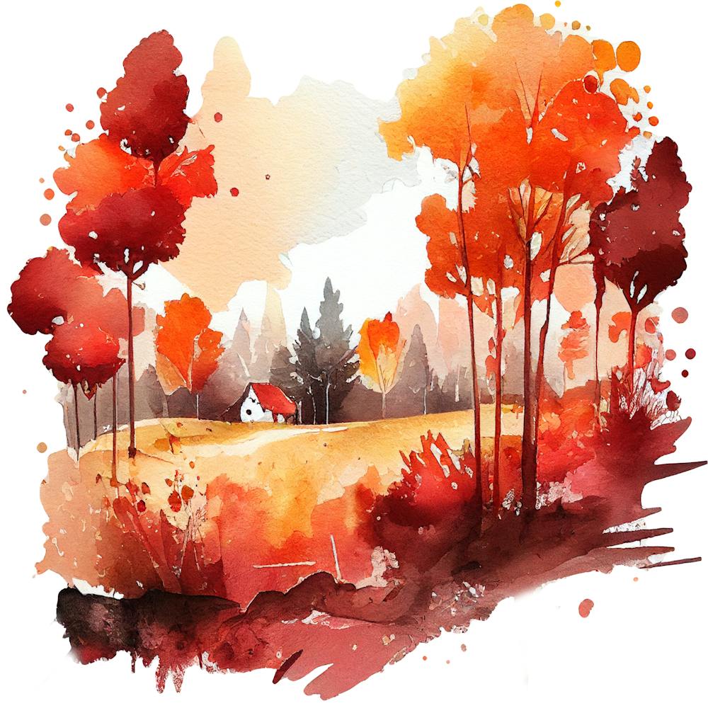 Watercolor Autumn Landscape 61