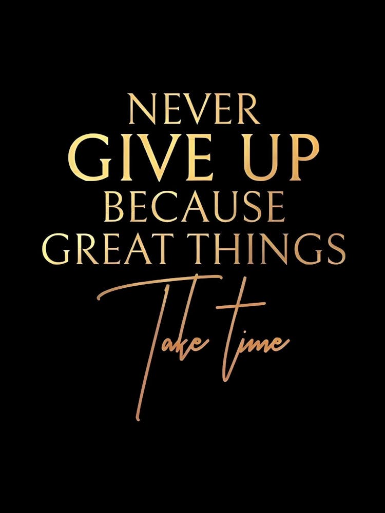 Never Give Up Because Great Things Take Time