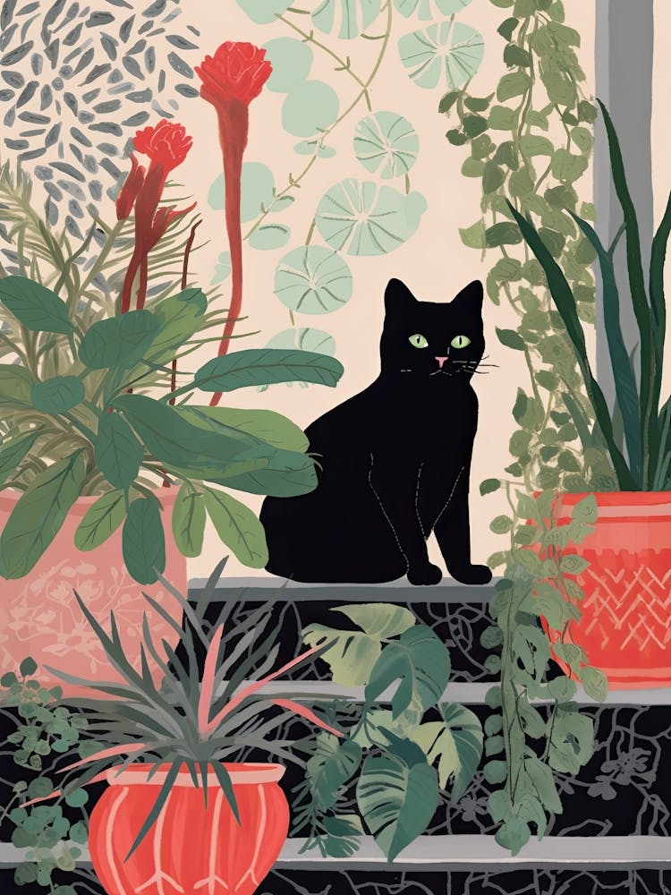 Black Cat And House Plants 5