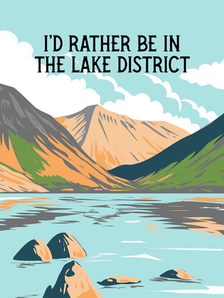 I D Rather Be In The Lake District Vintage Style Travel Poster | The Lakes