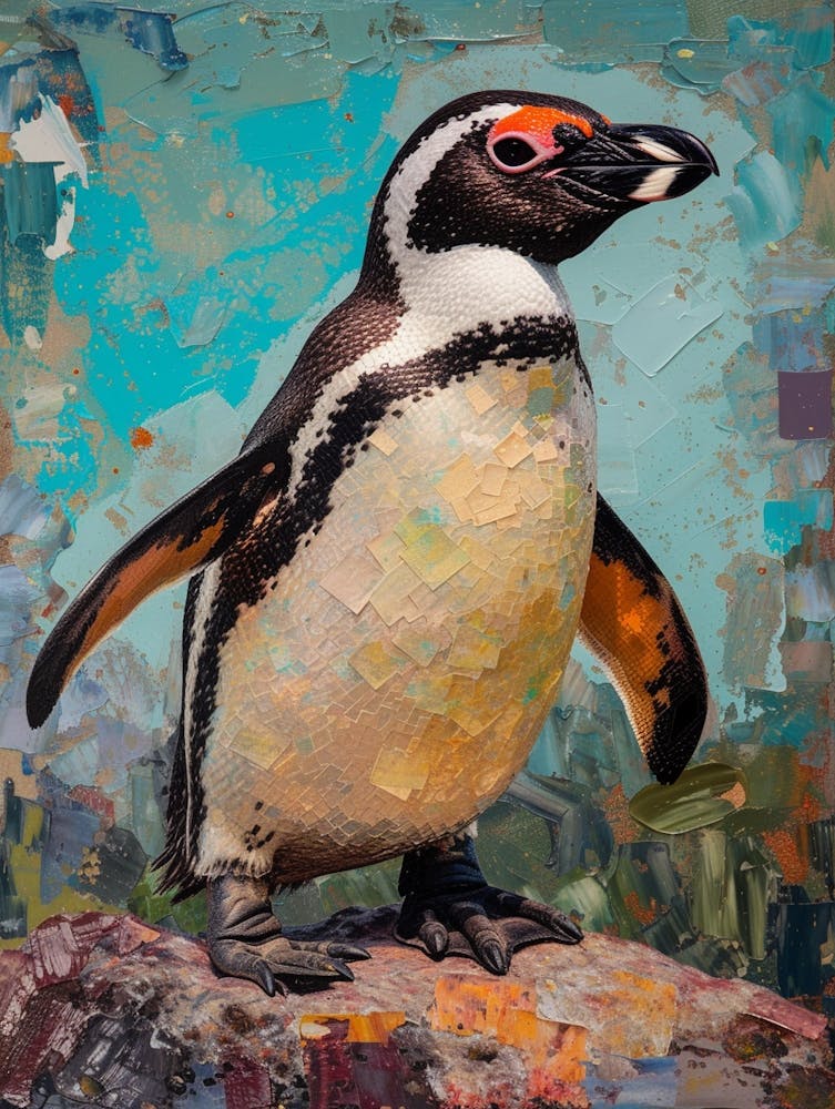 Galapagos Penguin Stewart Island Ulva Island Colour Block Painting 2