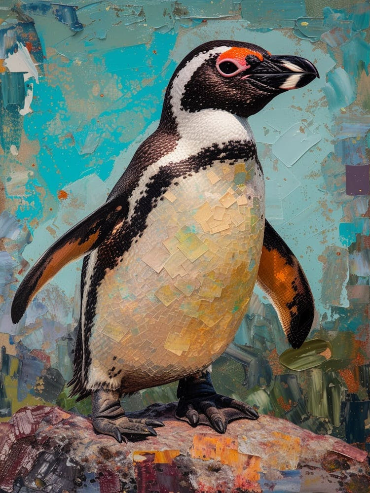 Galapagos Penguin Stewart Island Ulva Island Colour Block Painting 2