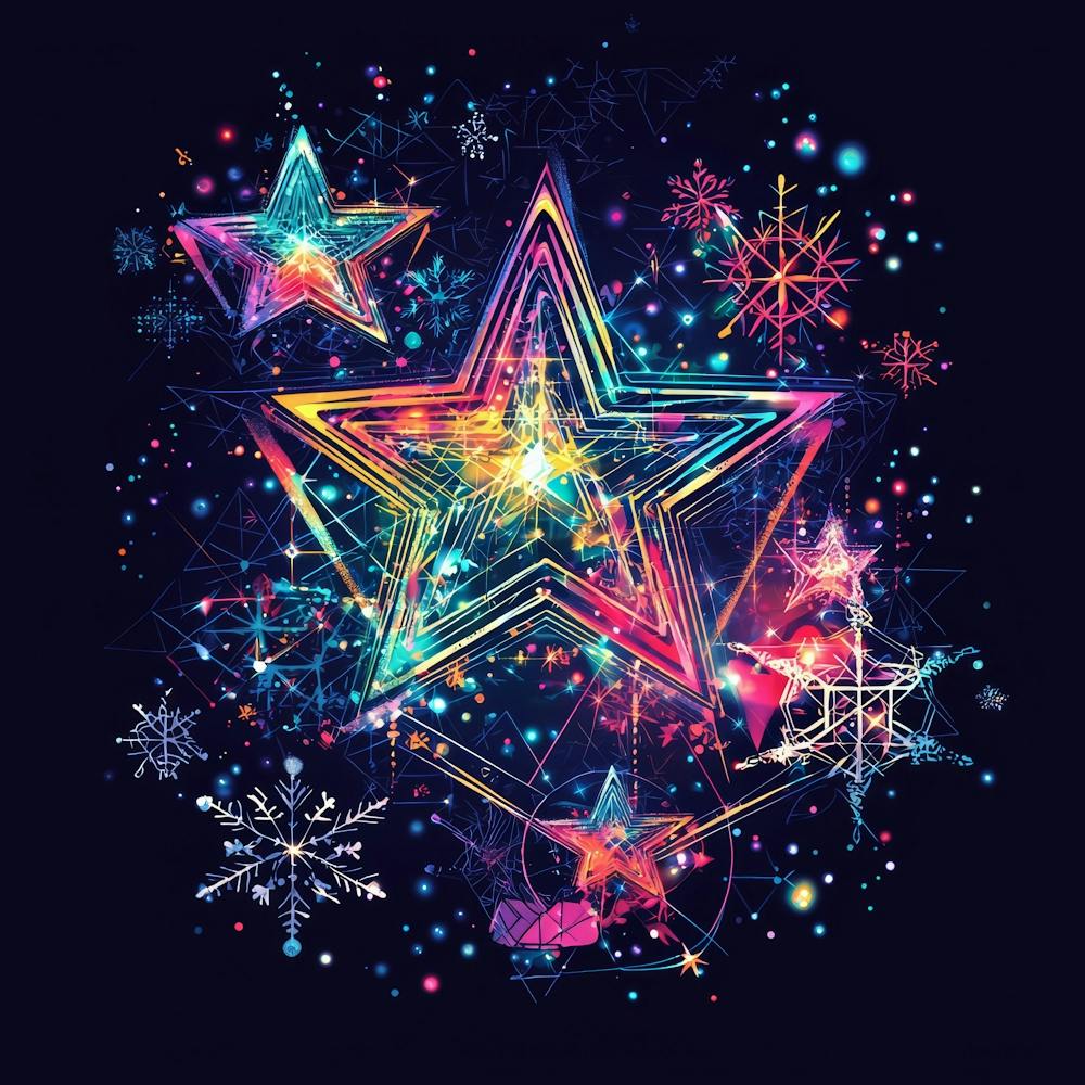 Vector Illustration Glowing Holiday Stars With I