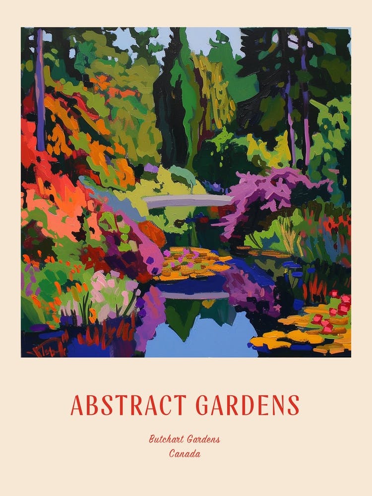 Colourful Gardens Butchart Gardens Canada 4 Red Poster