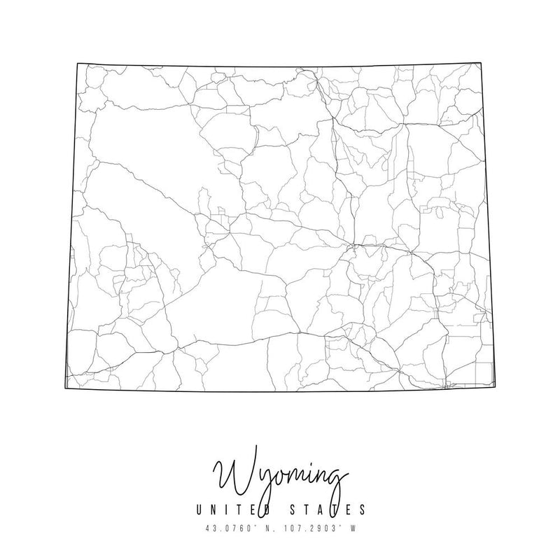 Wyoming Minimal Straßenkarte Quadratisch