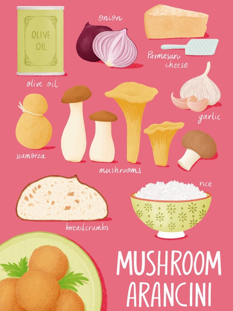 Mushroom Arancini Recipe Illustration